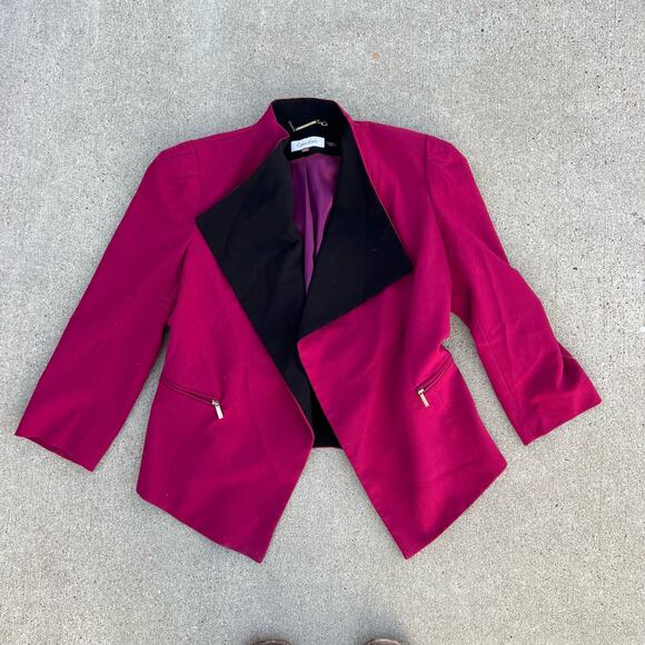 Calvin Klein Jackets & Blazers - Calvin Klein Beet Magenta Open Front V Hem Blazer Size 2